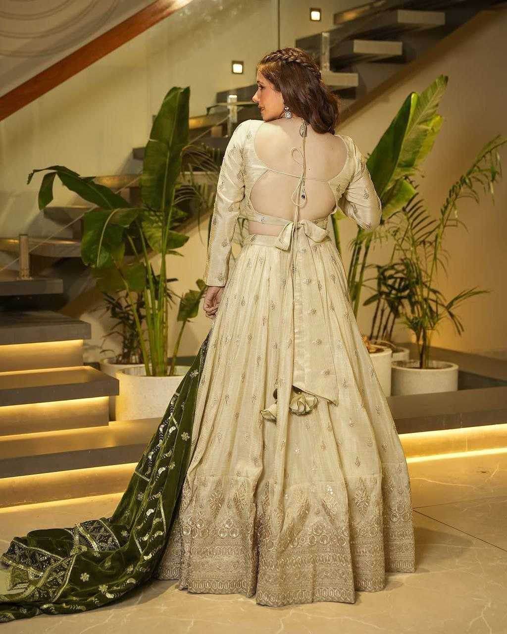 Chinon Silk Designer Traditional Embroidered Lehenga - MYLUXURY LANE ENTERPRISE
